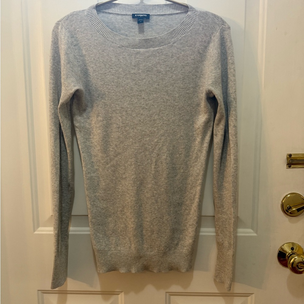 Express Light Gray Crew Neck Sweater